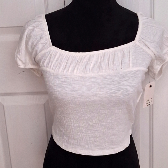 NWT Billabong White Peasant Cropped Top    Size M - Picture 1 of 9